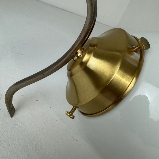 Image 1 of VINTAGE BRASS & OPALINE WALL LIGHT