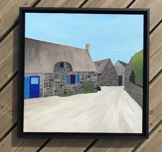 Image 1 of Öl auf bespanntem Keilrahmen. Format 50x50cm. Schwarzer amerikanischer Kasten.