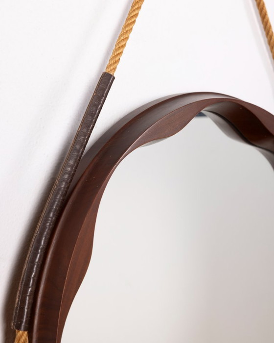 Vintage wandspiegel uit de jaren 70, gemaakt van gevormd hout, Italiaans design. – Wood (photo 6 of 9)