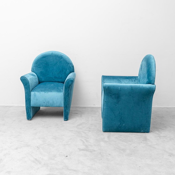 Coppia di poltrone vintage in velluto blu anni ’70 modernariato – Velvet (photo 3 of 10)