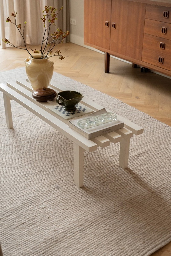 White metal slatted bench, Coffee tables, Modern (photo 9 of 12)