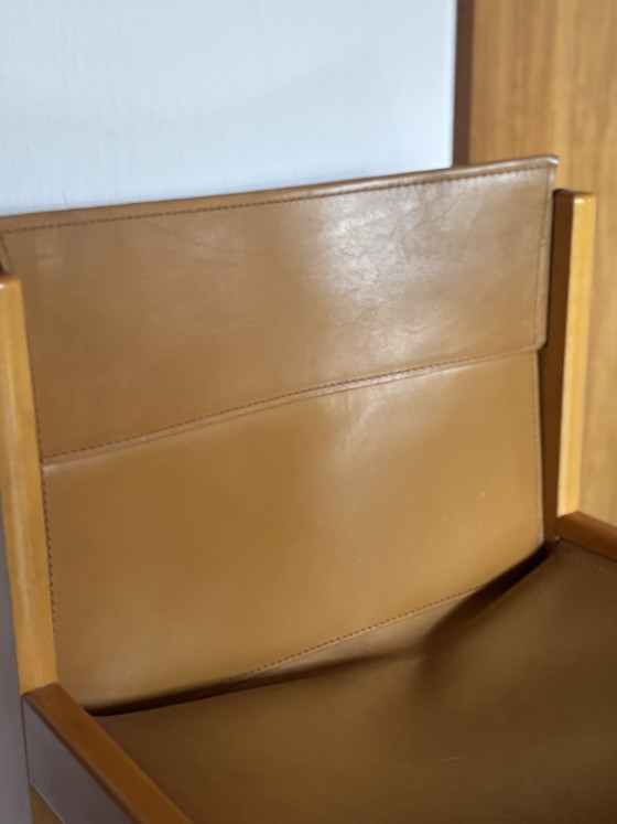 Set van 2 Vintage "Solaris" Stoelen – Franco Vattolo voor Ibisco – Eetkamerstoelen, Leather, Wood (photo 5 of 10)