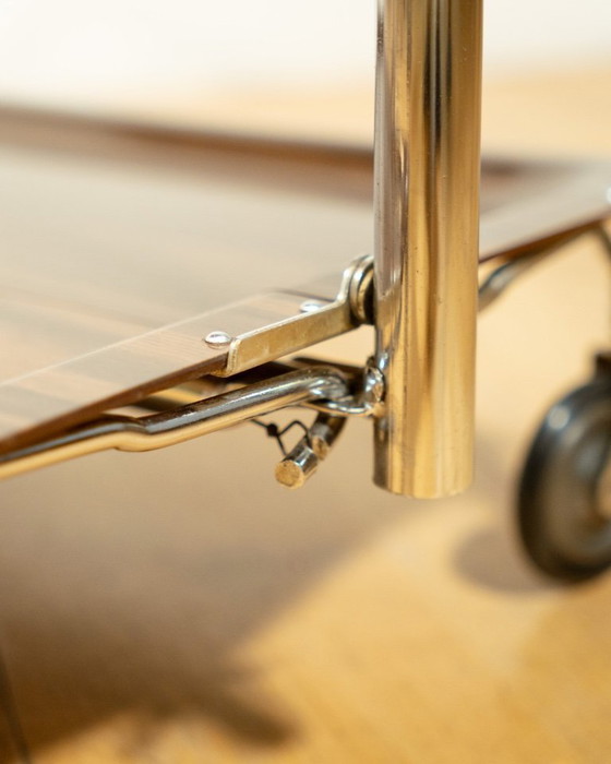 Image 1 of Chariot de service pliant vintage Raquer – Bois foncé, années 1960