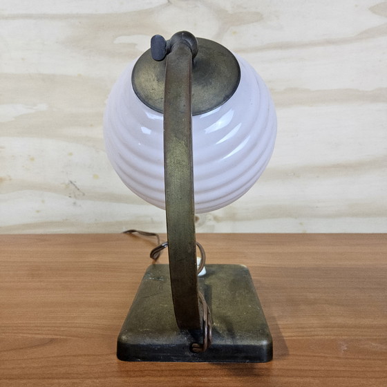 Image 1 of Lampe de bureau Art Déco en bronze antique (années 1930) Veilleuse Art Déco (tête orientable)