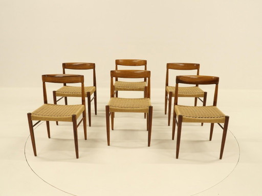 Set aus 6 Esszimmerstühlen aus Palisanderholz von H.W.Klein für Bramin.