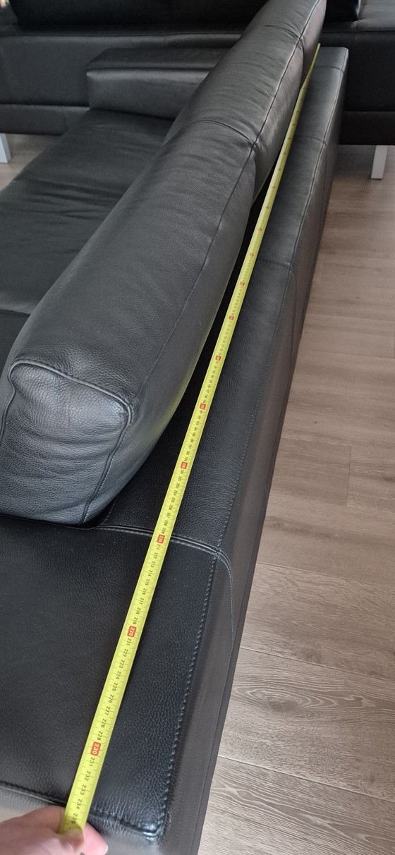 Image 1 of Leolux Antipode black leather 2 and 3 seater sofa