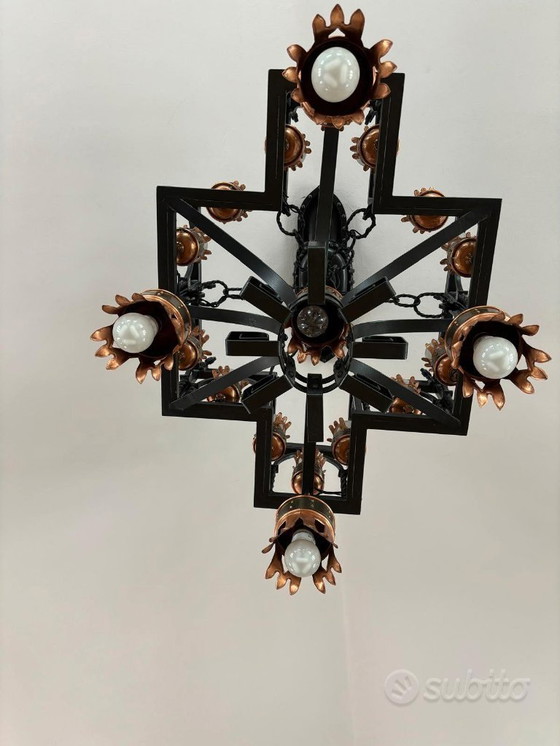 Image 1 of Unieke, brutalistische kroonluchter uit Italië, 1960