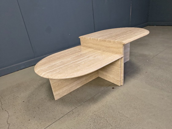 Image 1 of Pair of vintage travertine coffee tables or side tables, 1970s
