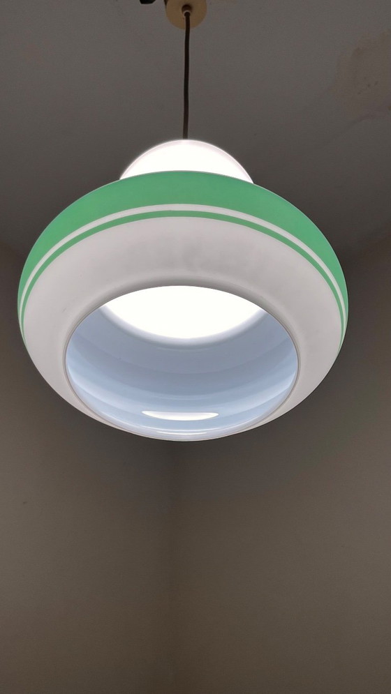 Image 1 of Lampada a sospensione Art Déco italiana, anni '50, vintage, opalina