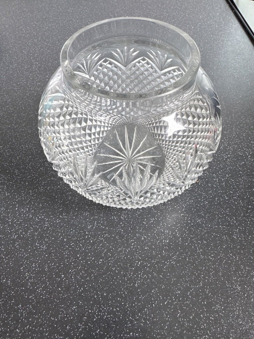 Antique crystal rose vase