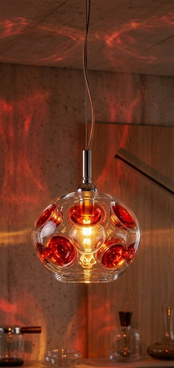 Image 1 of Lámpara colgante estilo era espacial, cristal de Murano original, altura ajustable.