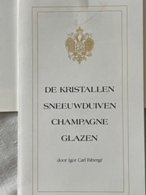 Image 1 of Fabaergé 6 verres à vin en cristal Pavlova + 6 flûtes à champagne en cristal Snow Dove, NEUF avec certificat