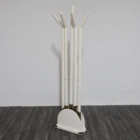Image 1 of Porte-manteau vintage post-moderne, design moderne des années 1980, bois et laiton