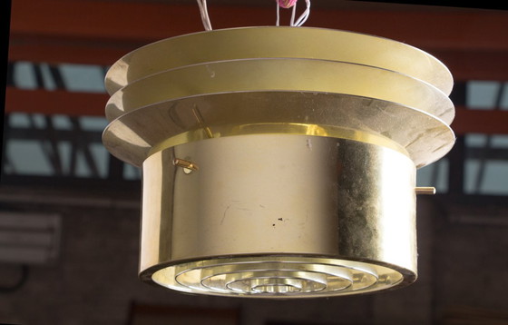 Image 1 of Pair of Danish ceiling lights in Brass model T742 by Hans Agne Jakobson 1960.