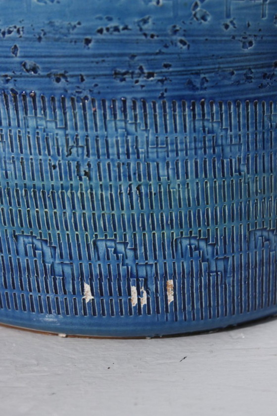 Image 1 of Grand cache pot Rimini Blu céramique vintage style Aldo Londi Bitossi 1970s