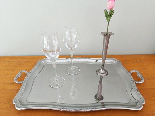 Antique silver-plated metal tray