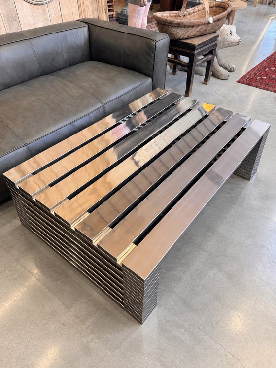 Coffee table Model Zazenne by Timothy Oulton – rvs, polished steel (photo 5 of 7)