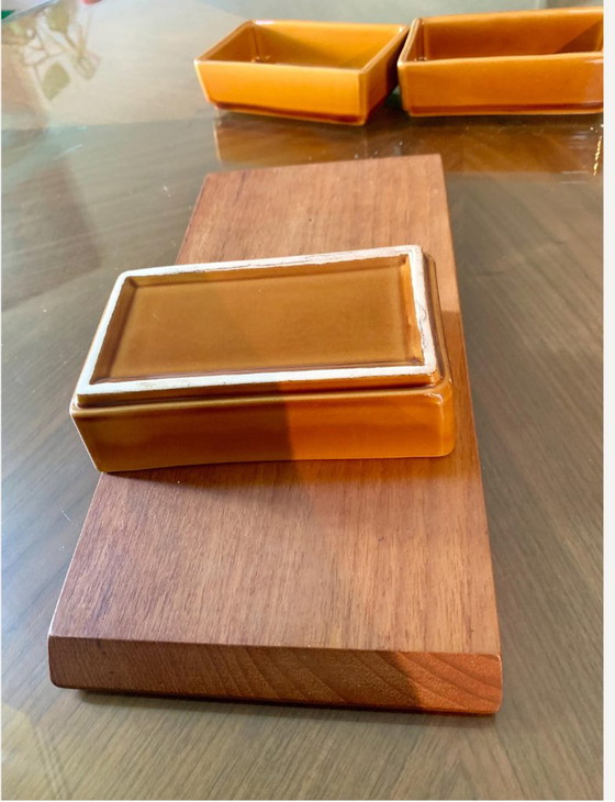 Plateau de Services Teck et Céramique Années 60/70 – Accessoires de table, Wood, Ceramic (photo 10 of 12)