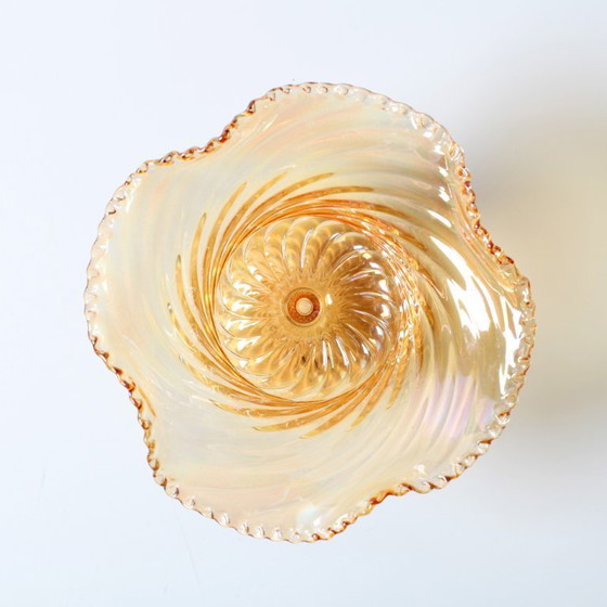 Image 1 of Carnival Glass Cadle Holder Plisse / Vetreria Vetrart / Italy / 1990s