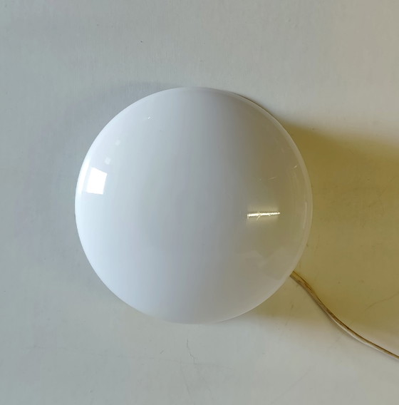 Bauhaus Opaline Globe Ceiling Light or Wall Lamp and Chromed Metal - Mid.20th Century – Glass (photo 6 of 8)