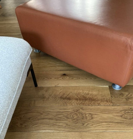 Large leather footstool or pouf 104x104x43cm – Footstools & poufs, Metal (photo 2 of 9)
