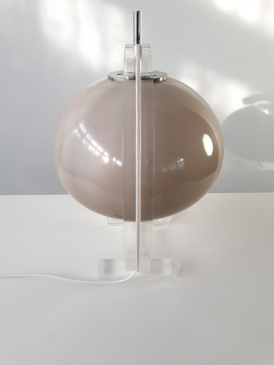 Image 1 of Imposante plexiglazen mushroom tafellamp,  mcm tafellamp, vintage space age bureaulamp