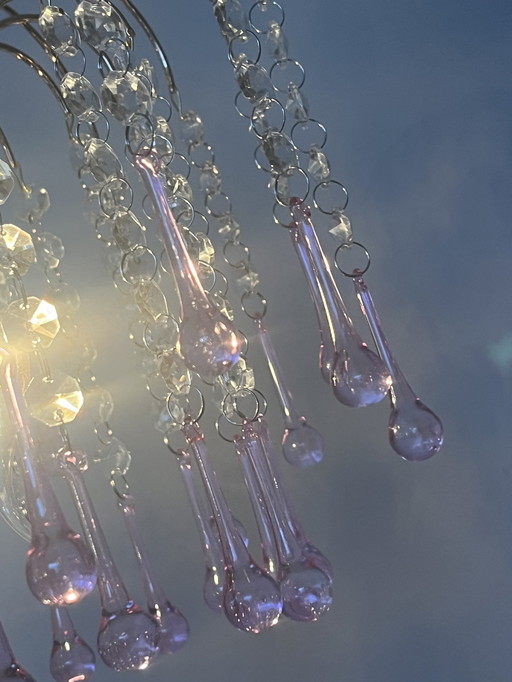 3 pcs pink teardrop chandeliers pendant lights vintage