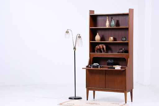 Vintage mahogany shelf 60s | Mid - Century bookcase desk secretary retro wood storage 70s #04-36