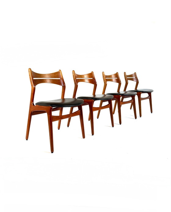 4x Sedie da pranzo vintage modello ‘310’, Erik Buch ‘60, Legno, Pelle, Marrone (foto 13 di 14)
