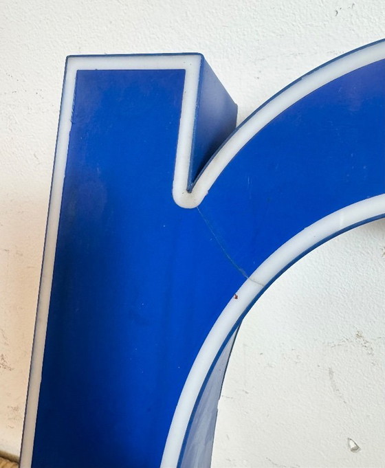 Image 1 of Vintage Blue Plastic Illuminated Letter R , 1970s
