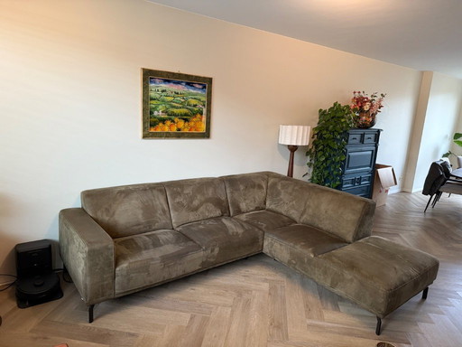 Montel Viano corner sofa green micro leather velvet