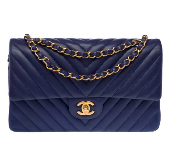 Image 1 of Borsa CHANEL Timeless/Classique in Cuir Bleu - 103359