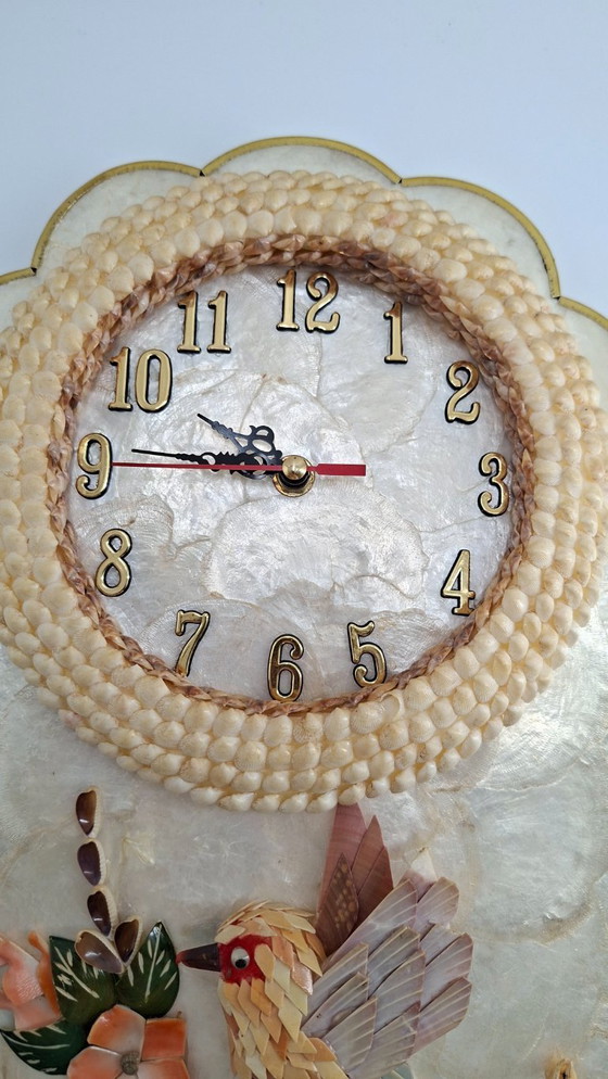 Image 1 of Mother-of-pearl and shell wall clock