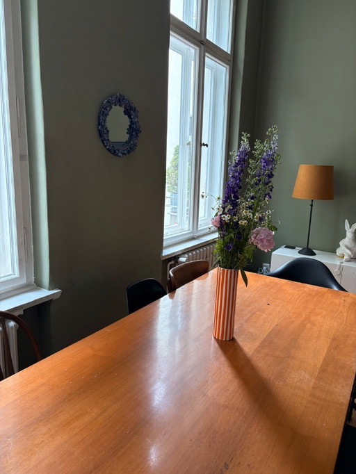 Solid wood table with steel frame - unique with character