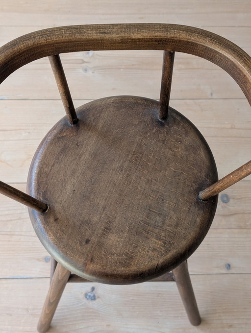 Chaise haute vintage style Kibofa, années 1960, en bois – krukjes, Wood (photo 2 of 7)