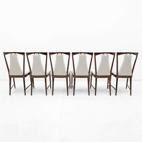 Image 1 of Set of 6 Osvaldo Borsani Mid-Century Modern Italian Bouclè Dining Chairs, 50s