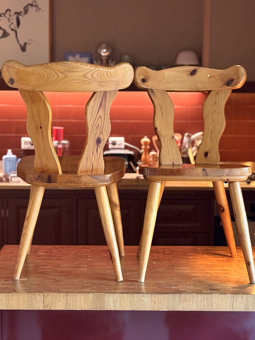 Sedie vintage in legno massello – design dell'Europa orientale – set di 2 (anni '60-'70)