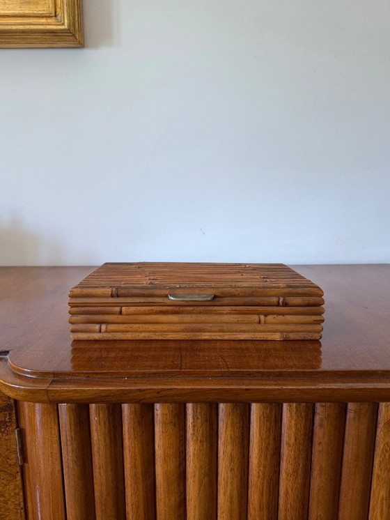 Image 1 of Portagioie Hollywood regency in bambù grissinato stile Gabriella Crespi, RCM Italia 1970