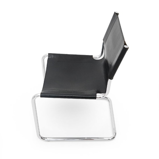 Image 1 of Coppia di sedie in metallo e pelle di Carlo Bartoli per T70, anni '70