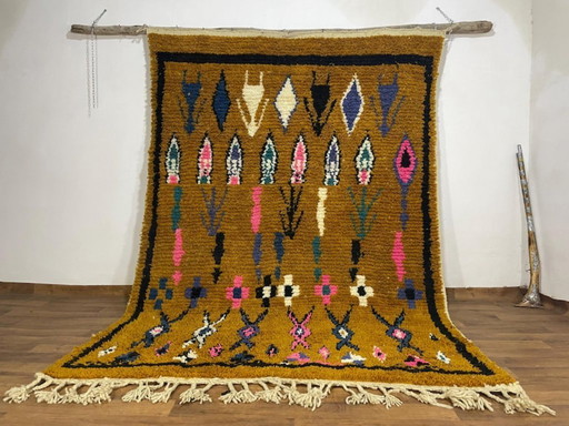 Handwoven Moroccan Berber Rug: Geometric Wool Carpet 3x2m