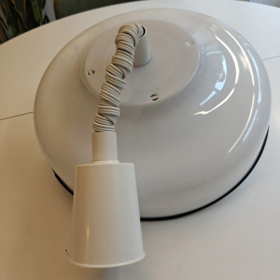 Image 1 of Suspension vintage style ère spatiale – Luminaire suspendu sculptural blanc – Années 1970