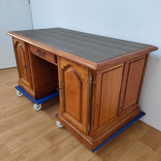 Image 1 of Escritorio de banquero antiguo de roble, escritorio de madera, oficina