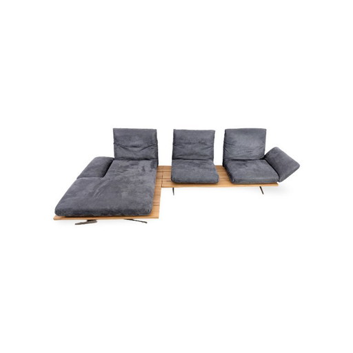 Originele Koinor Schwof hoekbank, designbank Bison 69, blauw leer
