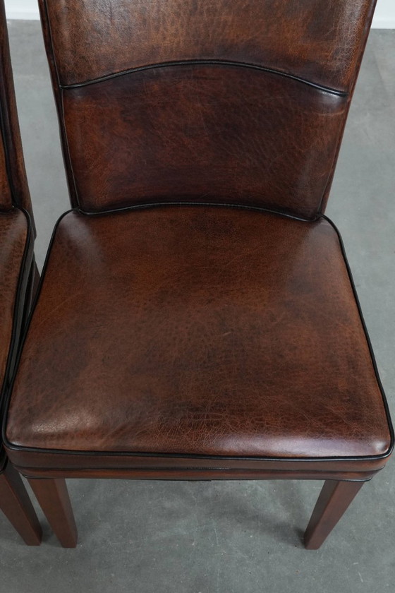 Image 1 of 2 sedie da pranzo in pelle di pecora con carattere e bellissimi colori caldi