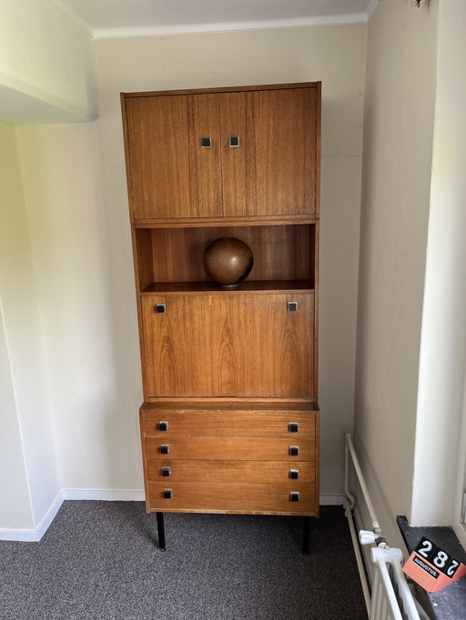 Vintage CombinEurop cabinet – teak veneer – 3-piece – drinks cabinet / wall cabinet