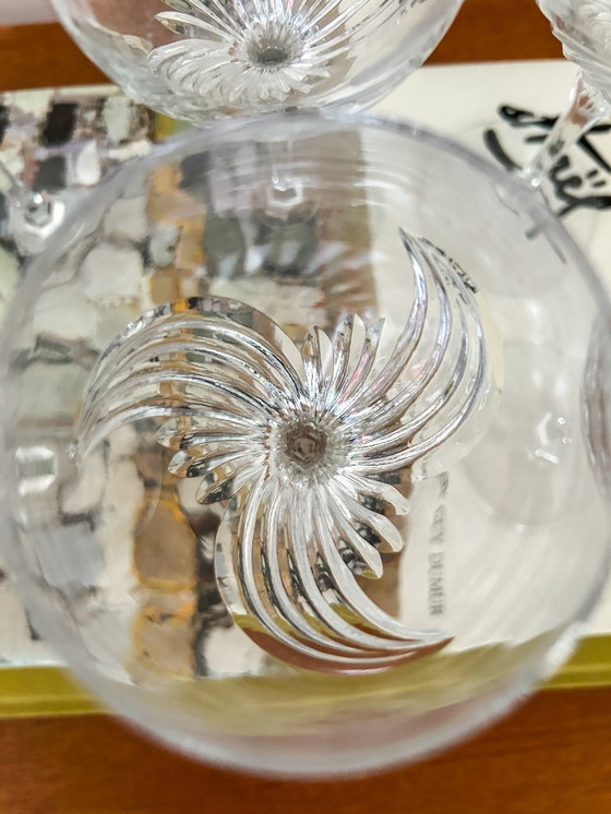 Image 1 of 6x vintage wine glass cut crystal