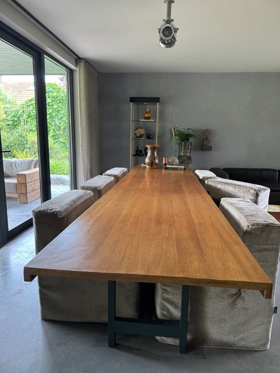 Image 1 of Zeer Unieke Tafel met een verhaal!  4 meter lang Vintage Mid Century jaren 60