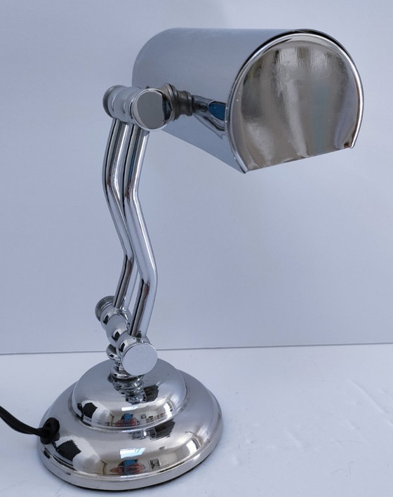 Image 1 of vintage chrome metal articulated lamp