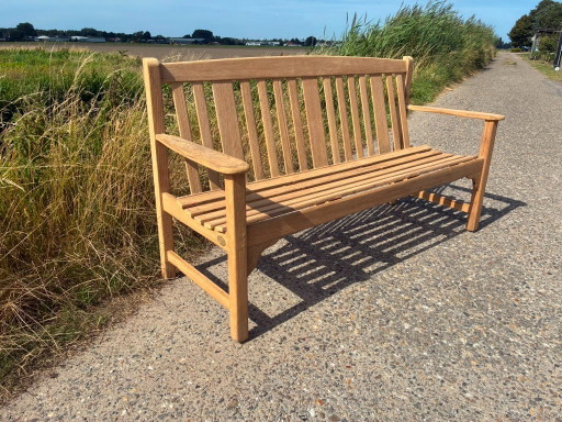 Banco de jardín inglés de teca de Lister (1883), 160 cm - como nuevo - – tuinbank, Wood (photo 2 of 7)