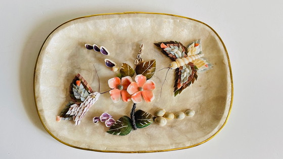 Image 1 of Vassoio vintage in madreperla e conchiglia